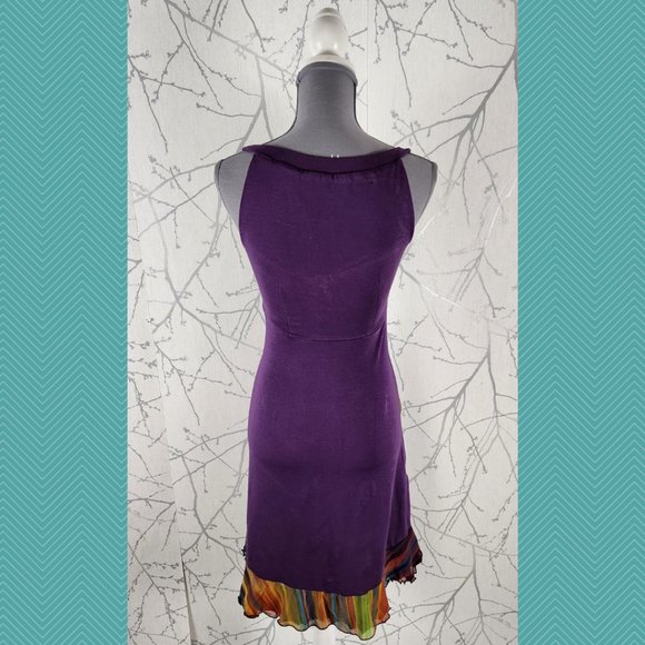 Katrin Leblond Purple Colorful Applique Peplum Midi Dress - Picture 4 of 5